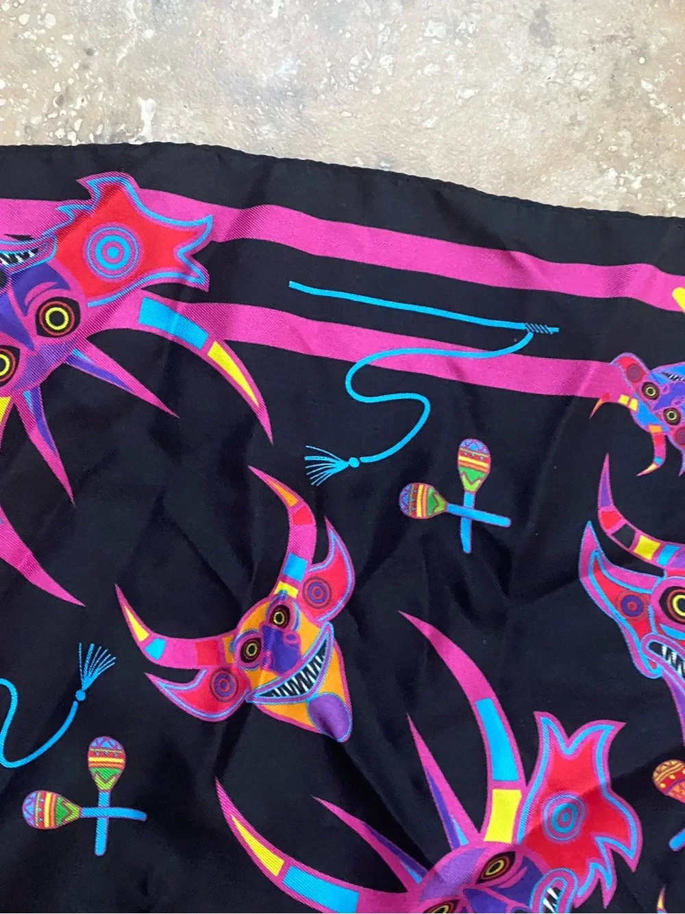 Meridiano 67º Diabladas 100% Real Silk Luxury Foulard Mythical 19” Square Scarf